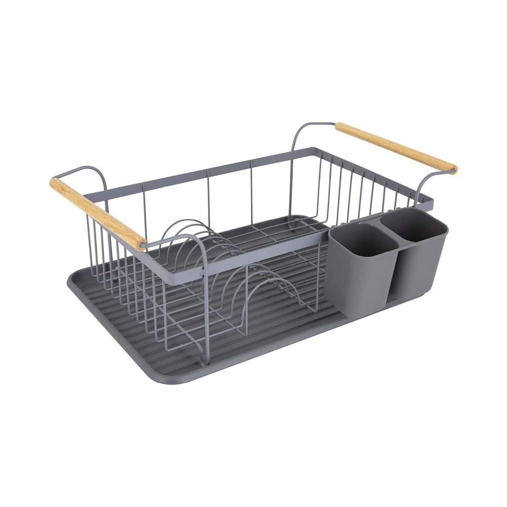 Tower Scandi Dish Rack With Wooden Handles For 9 Full Sized Plates - Grey Main image