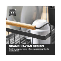 Tower Scandi Dish Rack With Wooden Handles For 9 Full Sized Plates - Grey