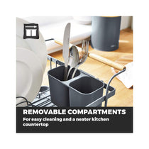 Tower Scandi Dish Rack With Wooden Handles For 9 Full Sized Plates - Grey