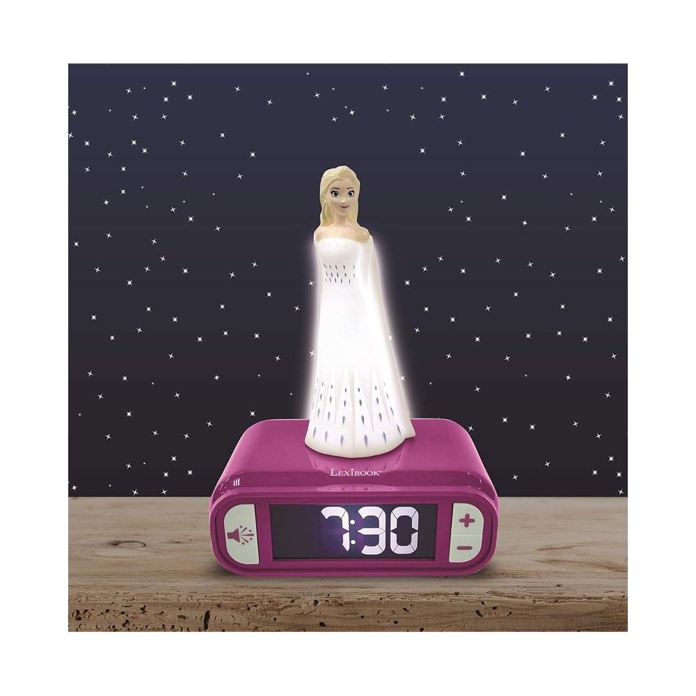Lexibook 3D Disney Frozen II Elsa Childrens Clock With Night Light - Multicolour Secondary image