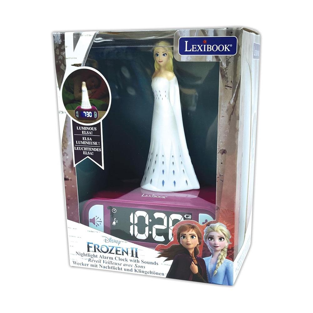 Lexibook 3D Disney Frozen II Elsa Childrens Clock With Night Light - Multicolour
