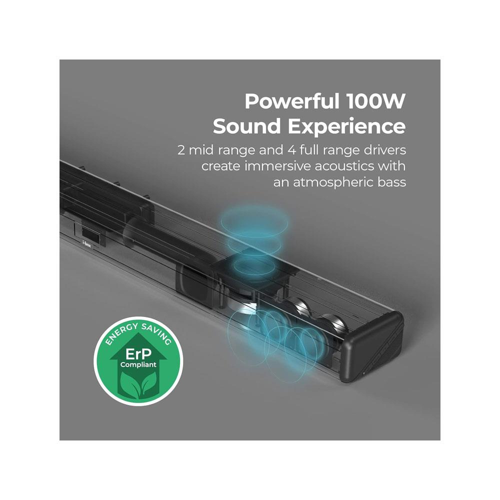 i-box Impulse TV Soundbar With Dolby Audio 100W Stereo 3 Preset Modes Bluetooth v5.0 With Remote Control - Black