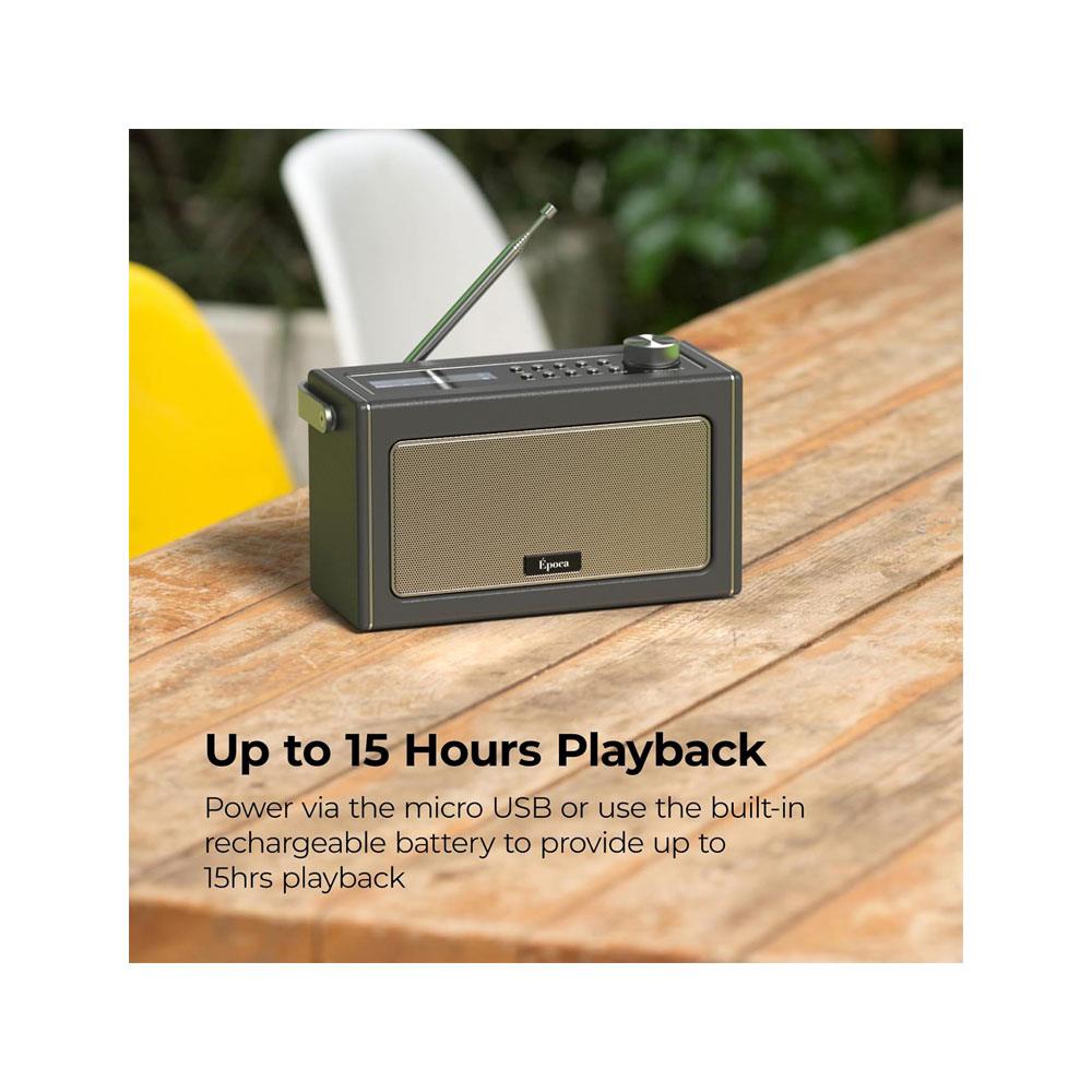 i-box Epoca Portable DAB/DAB+ And FM Radio With Bluetooth Speaker 2x 3W Stereo - Charcoal Grey
