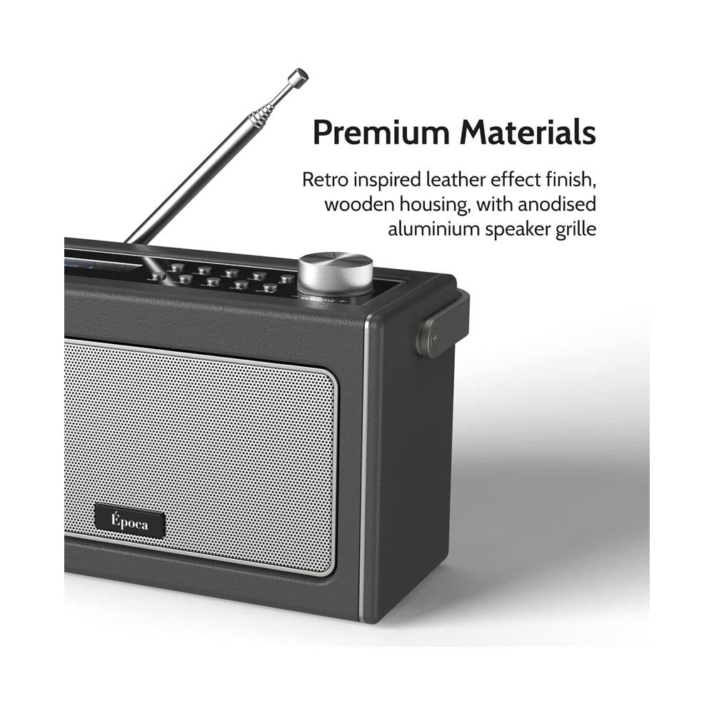i-box Epoca Portable DAB/DAB+ And FM Radio With Bluetooth Speaker 2x 3W Stereo - Charcoal Grey