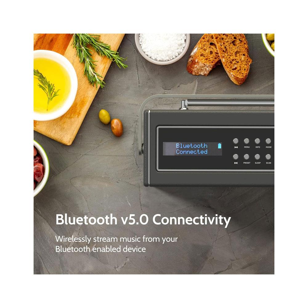 i-box Epoca Portable DAB/DAB+ And FM Radio With Bluetooth Speaker 2x 3W Stereo - Charcoal Grey