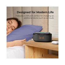 i-box Dawn Bedside Alarm Clock With Wireless Charging Bluetooth Speaker FM Radio 2 x 3W Stereo - Black