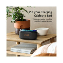 i-box Dawn Bedside Alarm Clock With Wireless Charging Bluetooth Speaker FM Radio 2 x 3W Stereo - Black