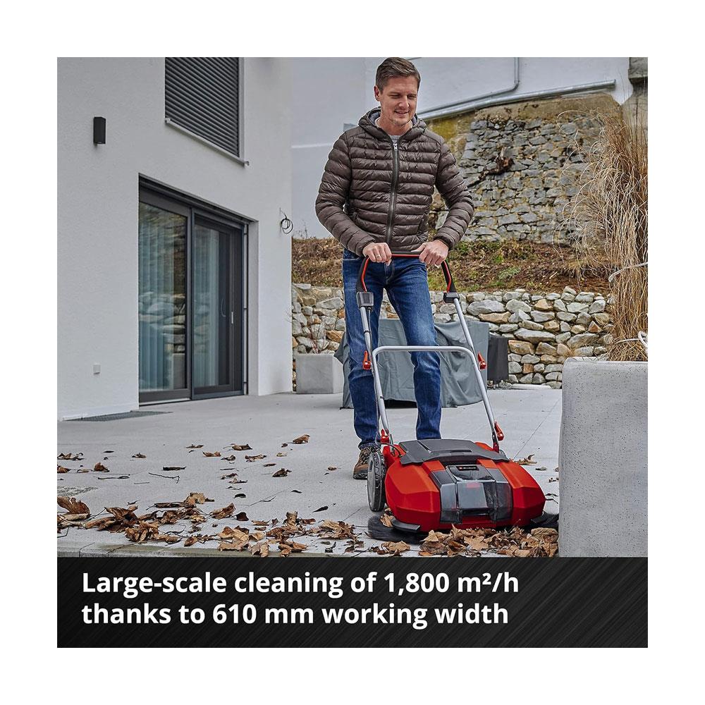 Einhell TE-SW 18/610 Li-Solo 18V Cordless Push Sweeper Power X-Change 20 Litres Dirt Tank Battery Not Included - Red