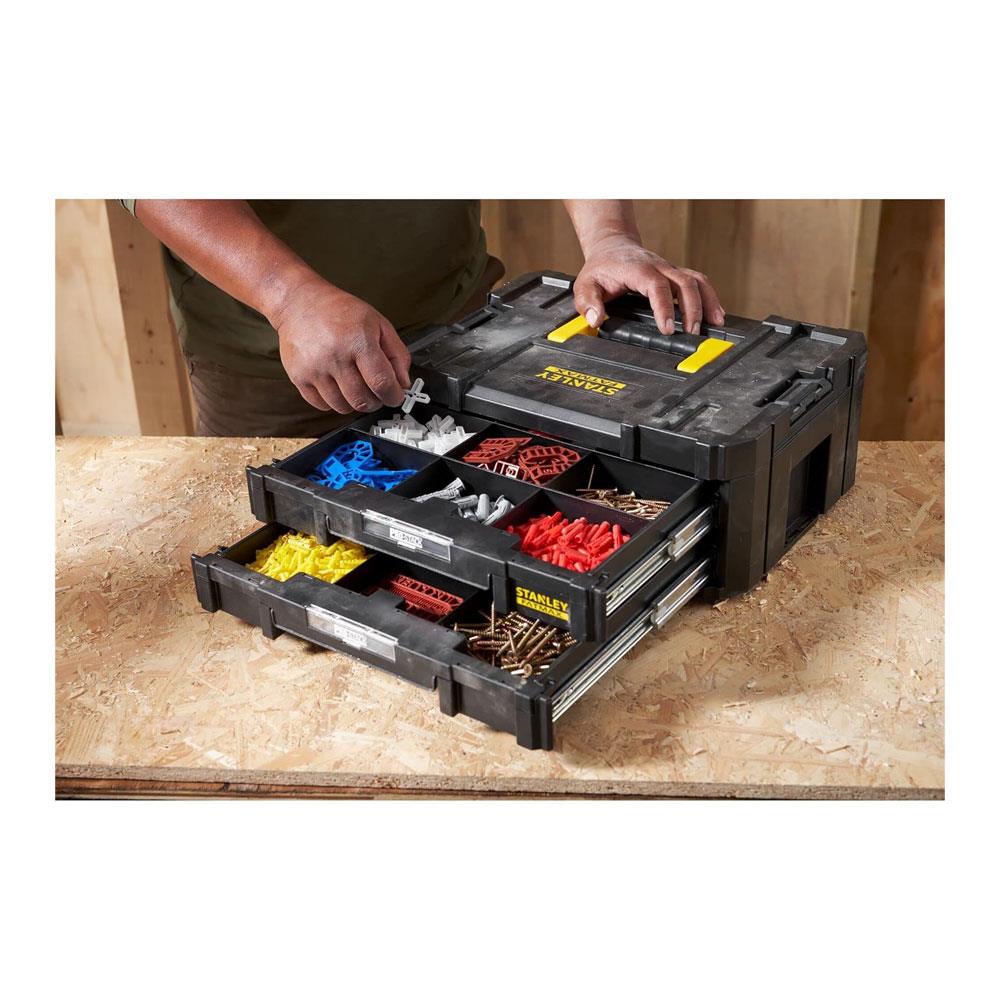 Stanley FatMax PRO-STACK 2 Shallow Drawers Tool Box Max Capacity 7.5kg 8.1 Litres 1-71-969 - Black