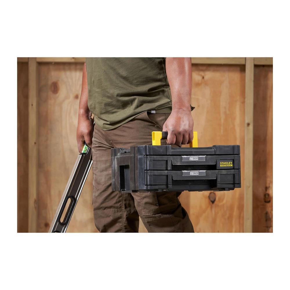 Stanley FatMax PRO-STACK 2 Shallow Drawers Tool Box Max Capacity 7.5kg 8.1 Litres 1-71-969 - Black