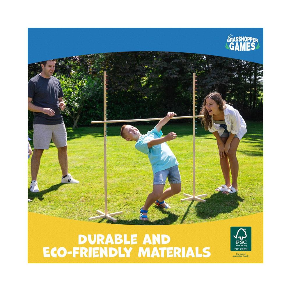 Grasshopper Games Wooden Limbo Set For Kids And Adults With Carry Bag - Brown