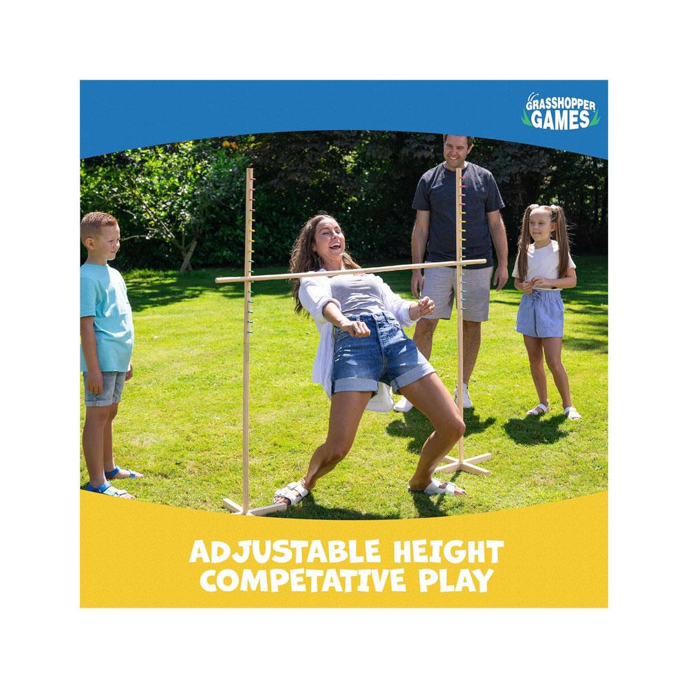 Grasshopper Games Wooden Limbo Set For Kids And Adults With Carry Bag - Brown