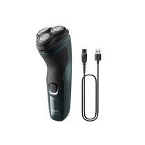 Philips 3000X Series Rechargeable Men's Wet & Dry Electric Shaver With 27 PowerCut Blades - Dark Forest Green