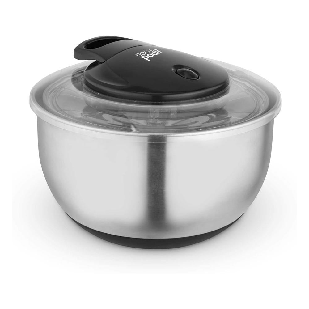 Tower Good Food Salad Spinner With Removable Basket Stainless Steel 5 Litre - Silver Main image