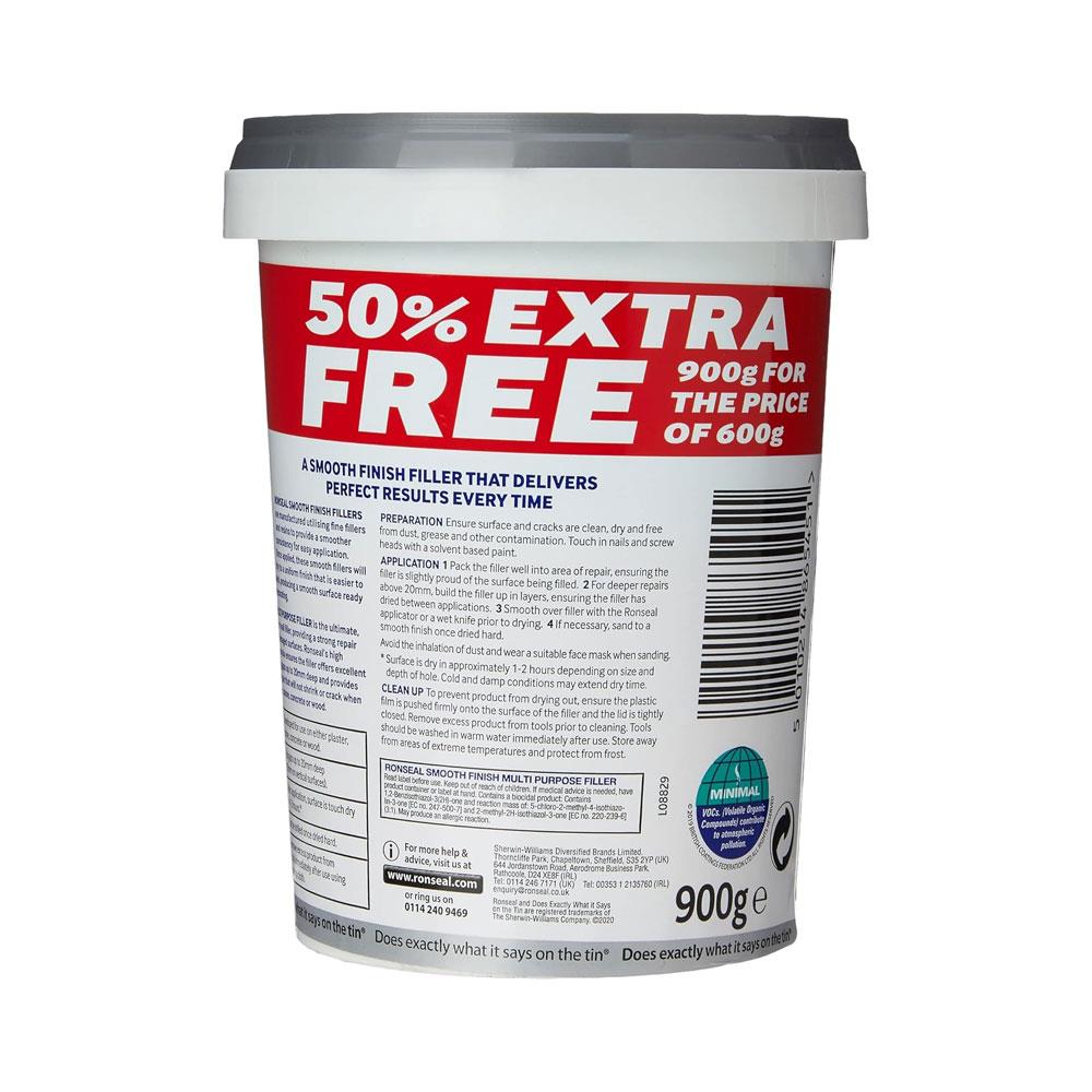 Ronseal Smooth Finish Filler Multi-Purpose Ready Mixed 900g - White