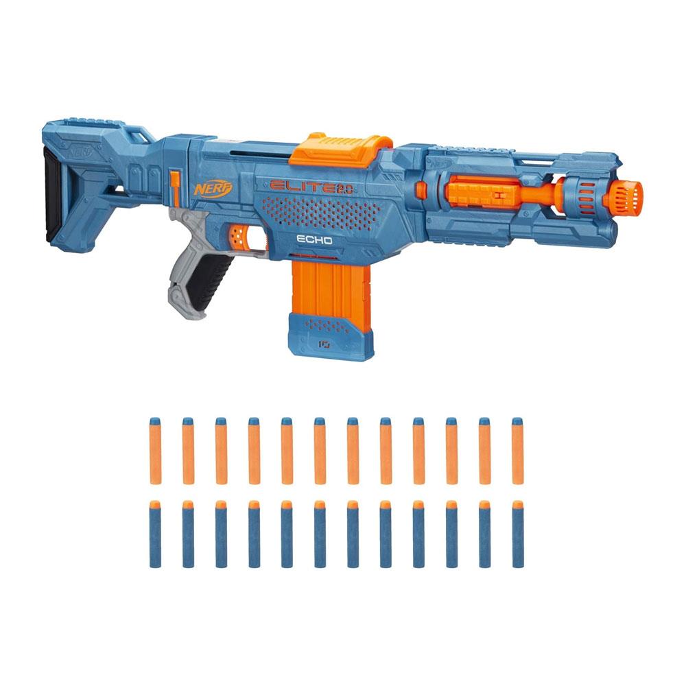 Nerf Elite 2.0 Echo CS-10 Blaster 24 Nerf Darts 10-Dart Clip Removable Stock And Barrel Extension 4 Tactical Rails - Multicolour