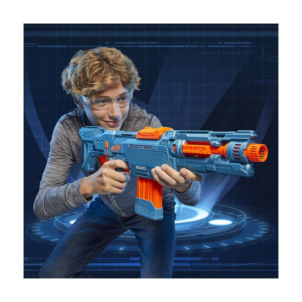 Nerf Elite 2.0 Echo CS-10 Blaster 24 Nerf Darts 10-Dart Clip Removable Stock And Barrel Extension 4 Tactical Rails - Multicolour