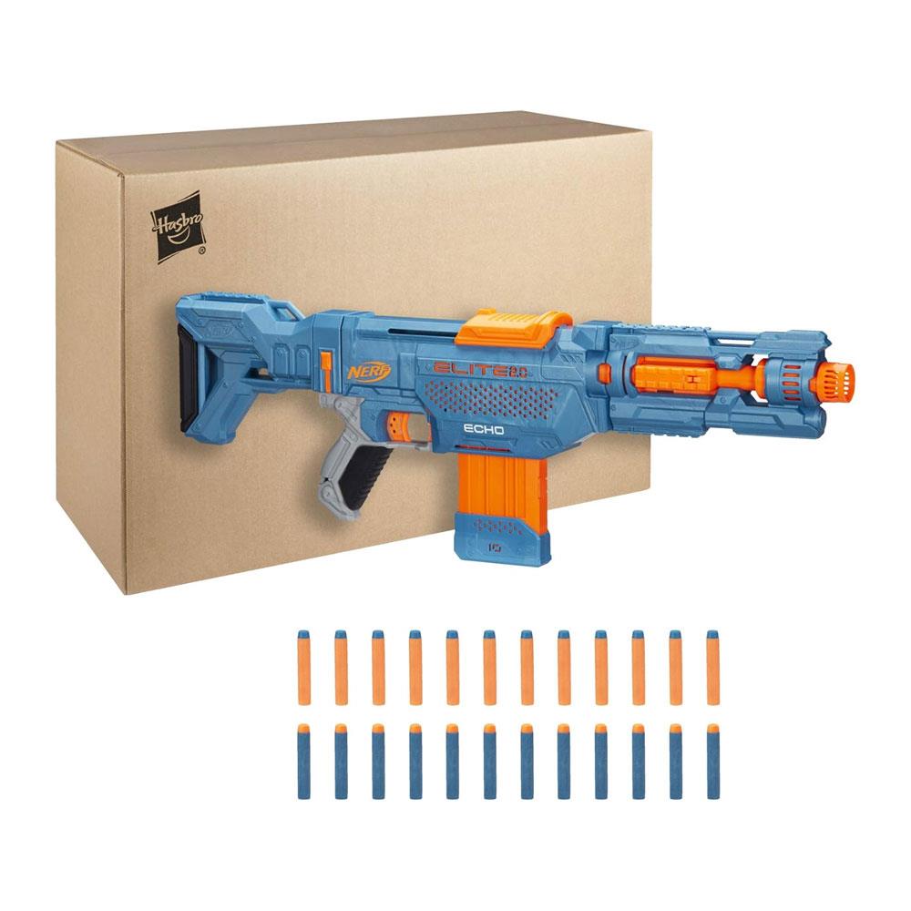 Nerf Elite 2.0 Echo CS-10 Blaster 24 Nerf Darts 10-Dart Clip Removable Stock And Barrel Extension 4 Tactical Rails - Multicolour