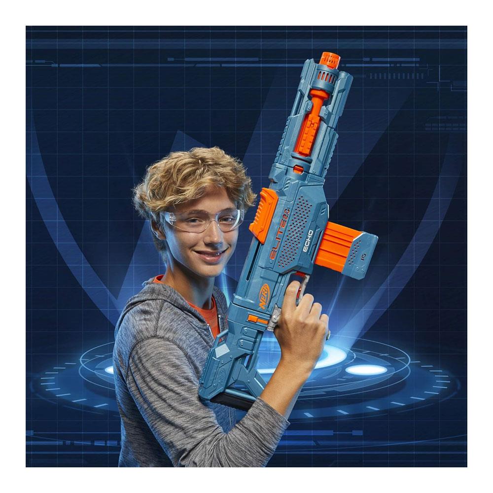 Nerf Elite 2.0 Echo CS-10 Blaster 24 Nerf Darts 10-Dart Clip Removable Stock And Barrel Extension 4 Tactical Rails - Multicolour
