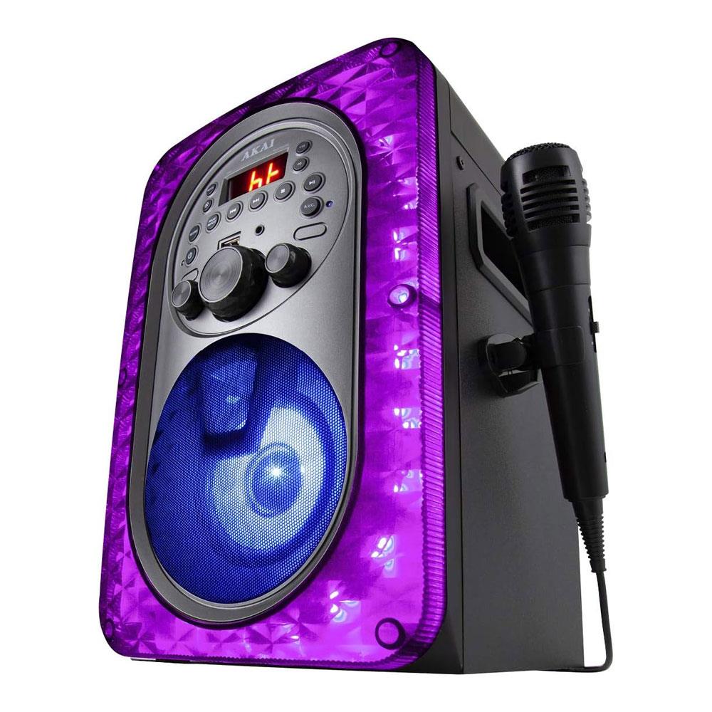 Akai Vibes Bluetooth LED Karaoke Machine With CD/CD+G Playback Microphone 8W RMS - Black Main image