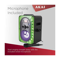 Akai Vibes Bluetooth LED Karaoke Machine With CD/CD+G Playback Microphone 8W RMS - Black