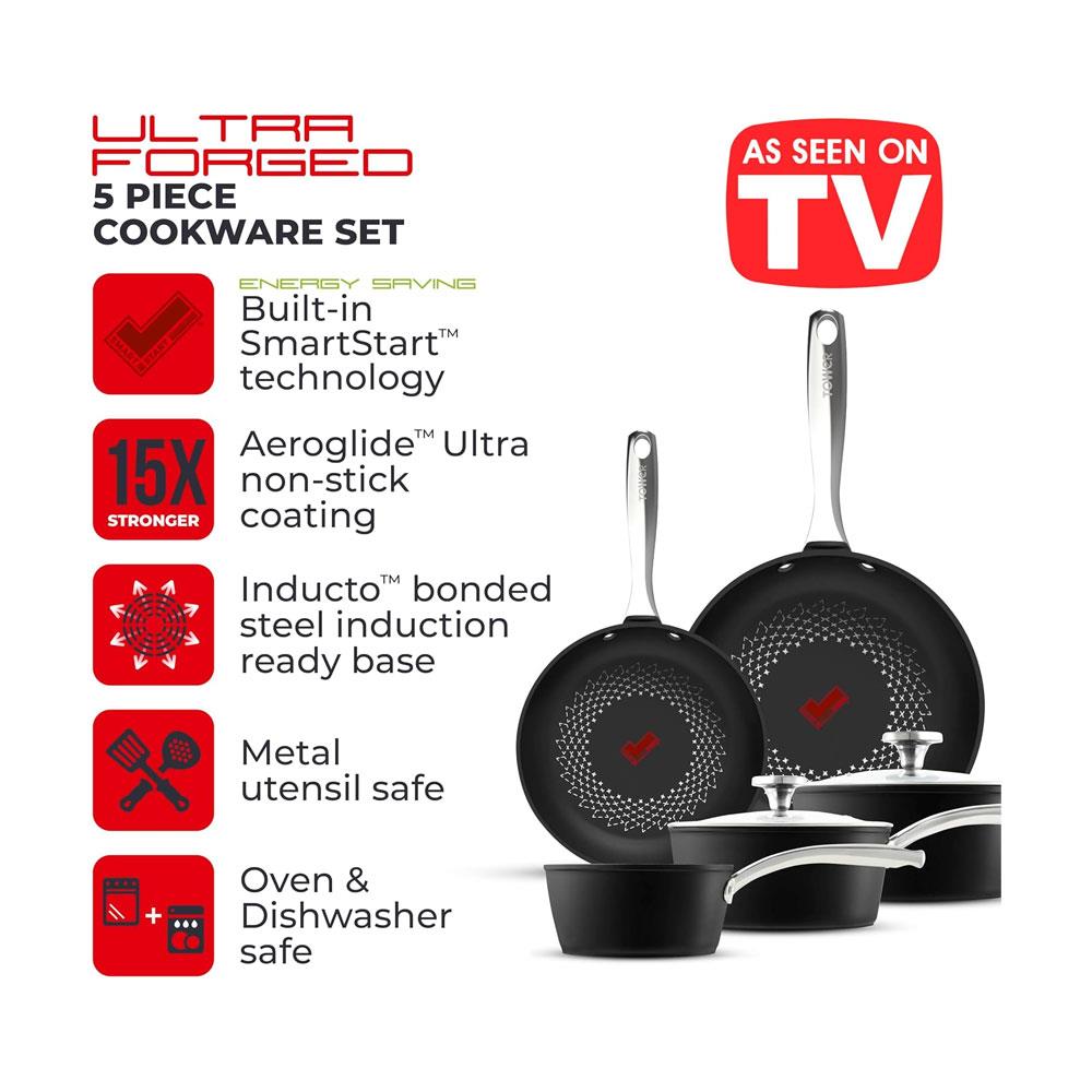 Tower SmartStart Ultra Forged Cookware Set 5 Piece - Black