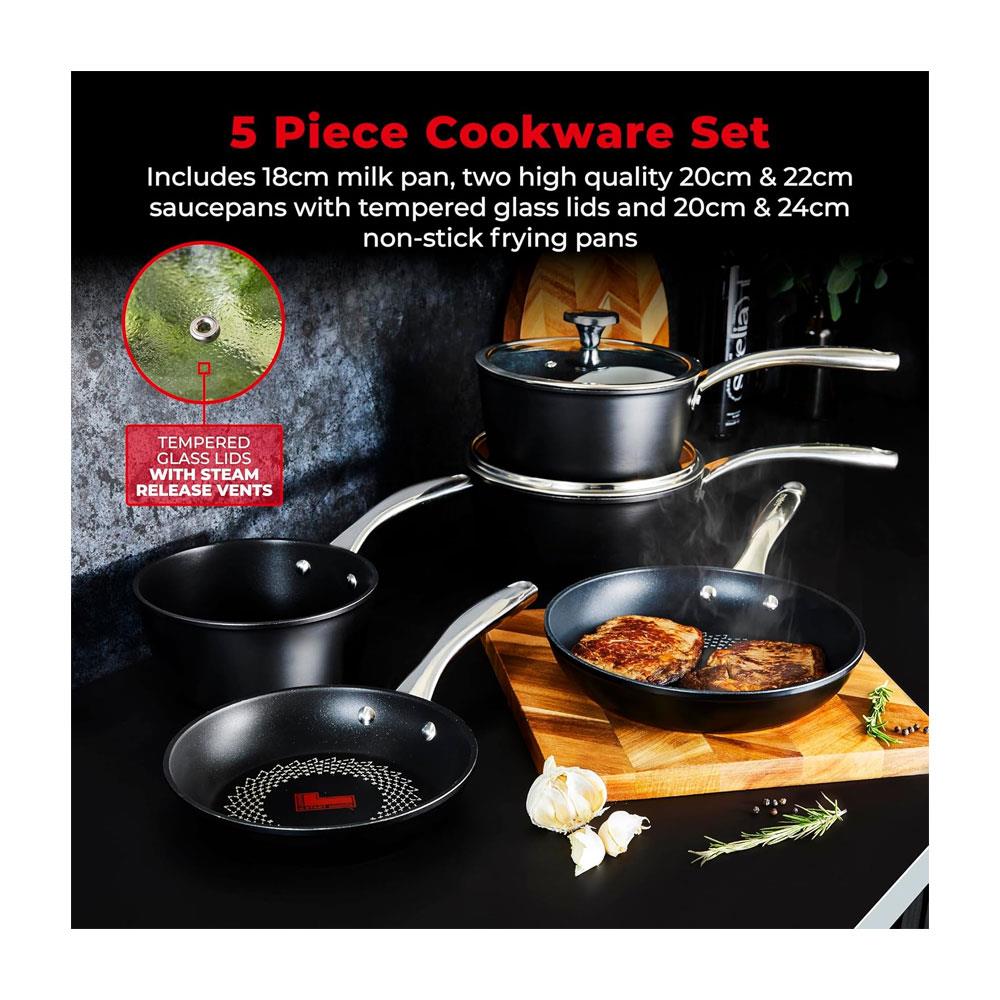 Tower SmartStart Ultra Forged Cookware Set 5 Piece - Black