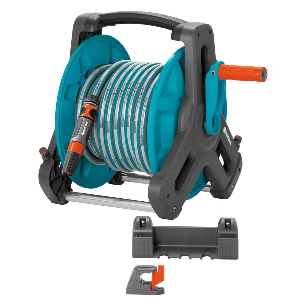 Gardena Wall-Fixed Hose Reel 50m Set Kink-Free Anti-Drip Compact & Stable Design - Multicolour Main image