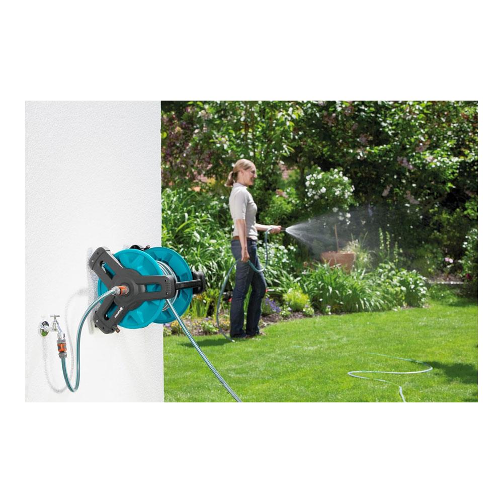 Gardena Wall-Fixed Hose Reel 50m Set Kink-Free Anti-Drip Compact & Stable Design - Multicolour Secondary image