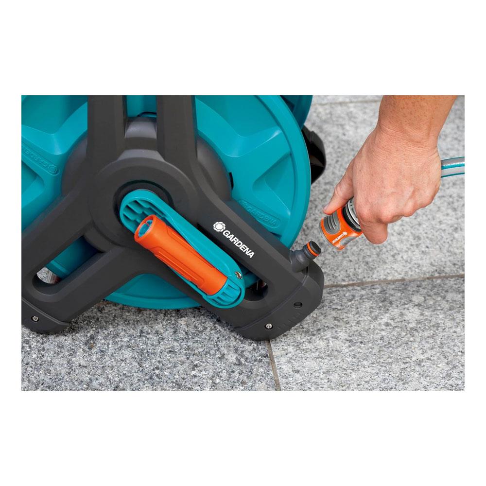 Gardena Wall-Fixed Hose Reel 50m Set Kink-Free Anti-Drip Compact & Stable Design - Multicolour