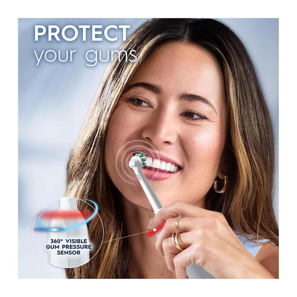 Oral-B Pro Series 3 Electric Toothbrushes 1 Cross Action Toothbrush Head With Travel Case 3 Modes With Whitening - White