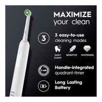 Oral-B Pro Series 3 Electric Toothbrushes 1 Cross Action Toothbrush Head With Travel Case 3 Modes With Whitening - White