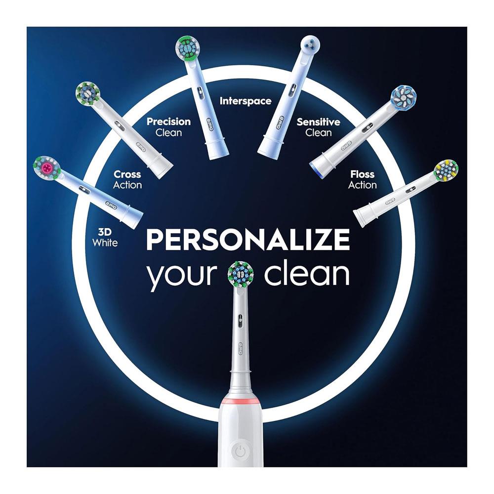 Oral-B Pro Series 3 Electric Toothbrushes 1 Cross Action Toothbrush Head With Travel Case 3 Modes With Whitening - White