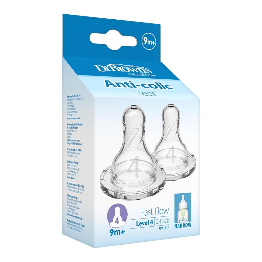 Dr. Brown's Options+ Natural Flow Narrow Neck Teat Level 4 9 Months+ 2 Pack - Clear Secondary image