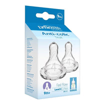 Dr. Brown's Options+ Natural Flow Narrow Neck Teat Level 4 9 Months+ 2 Pack - Clear