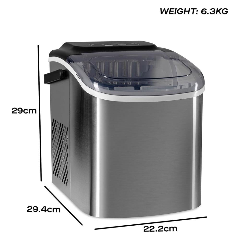 Daewoo Portable Ice Maker 12kg 9 Bullet Cubes In 6 Minutes 2 Size Options 130W - Silver Secondary image
