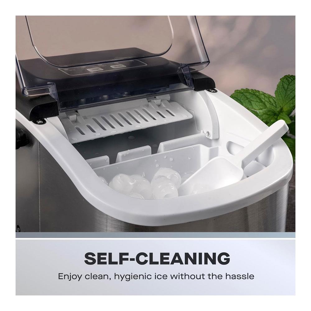Daewoo Portable Ice Maker 12kg 9 Bullet Cubes In 6 Minutes 2 Size Options 130W - Silver