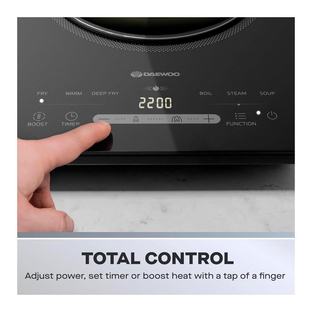 Daewoo Single Induction Hob With 6 Cooking Presets 2200W - Black