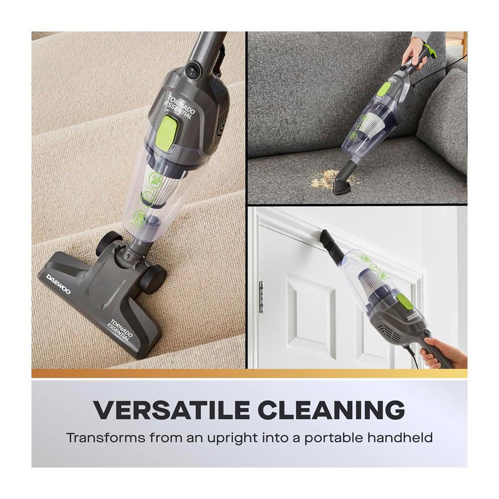 Daewoo Tornado Essential 2-In-1 Corded Upright And Handheld Vacuum Cleaner 600W - Grey
