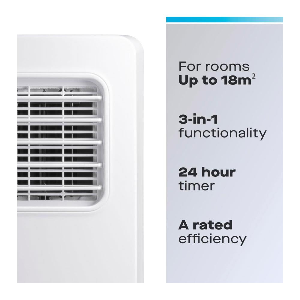 Daewoo 3-In-1 Smart Wi-Fi Portable Air Conditioner With Fan & Dehumidifier 9000 BTU 1000W - White