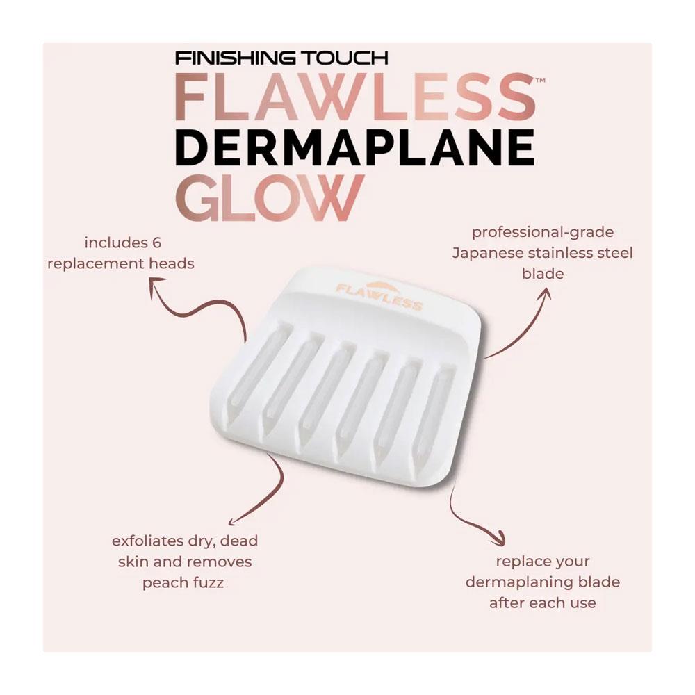 Finishing Touch Flawless Dermaplane Glow Replacement Heads 6 Pack - White