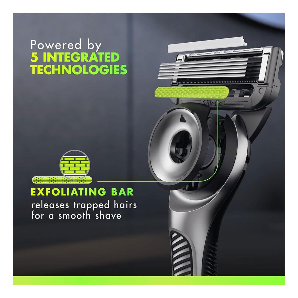 Gillette Labs With Exfoliating Bar Men's Razor 1 Handle 5 Blade Refills With Travel Case - Black
