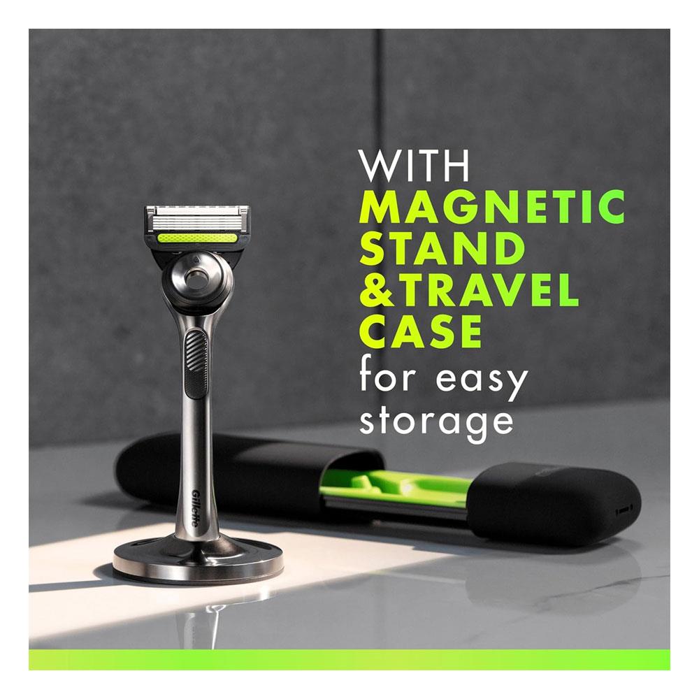 Gillette Labs With Exfoliating Bar Men's Razor 1 Handle 5 Blade Refills With Travel Case - Black