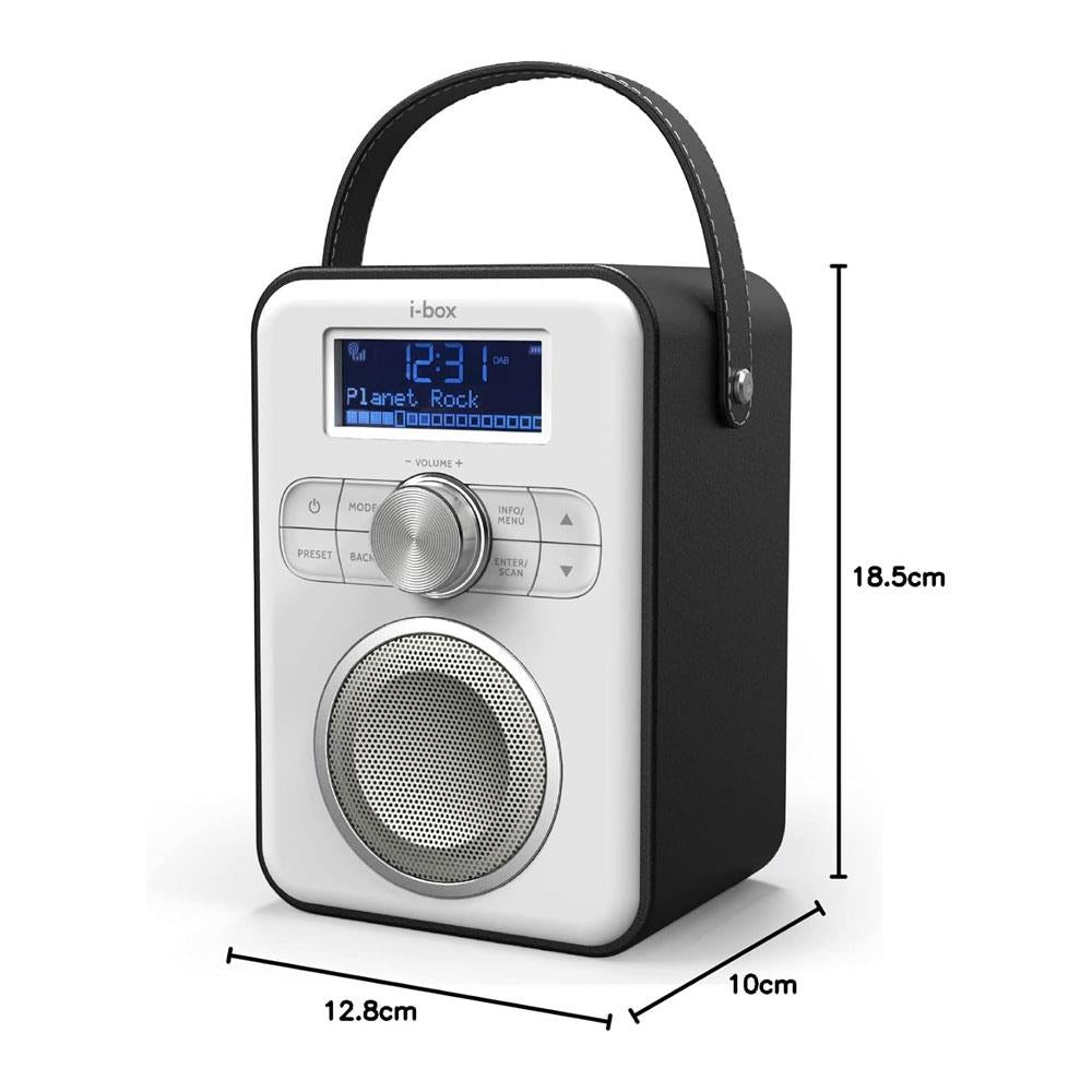 i-box Tune Portable DAB/DAB+/FM Radio 10 Hours Playback Rechargeable Bluetooth Stereo Speakers - Black