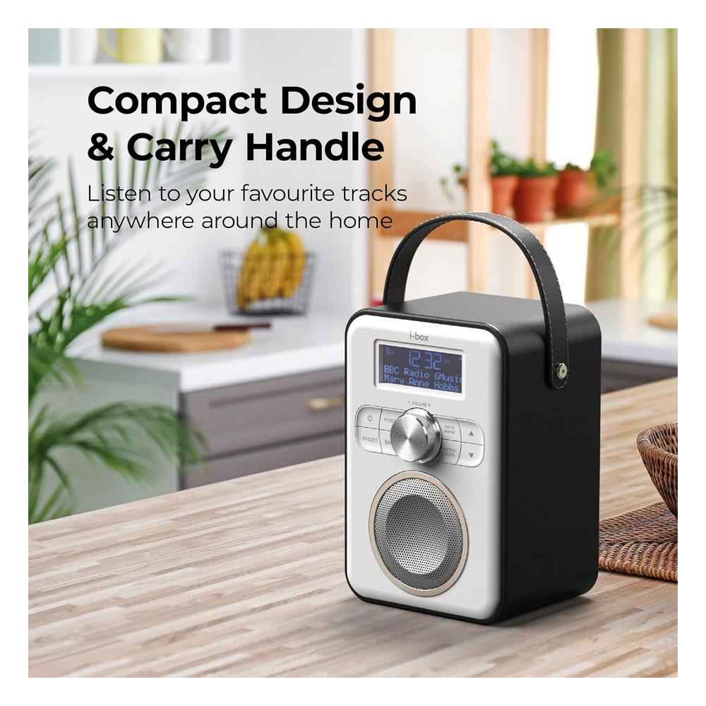 i-box Tune Portable DAB/DAB+/FM Radio 10 Hours Playback Rechargeable Bluetooth Stereo Speakers - Black