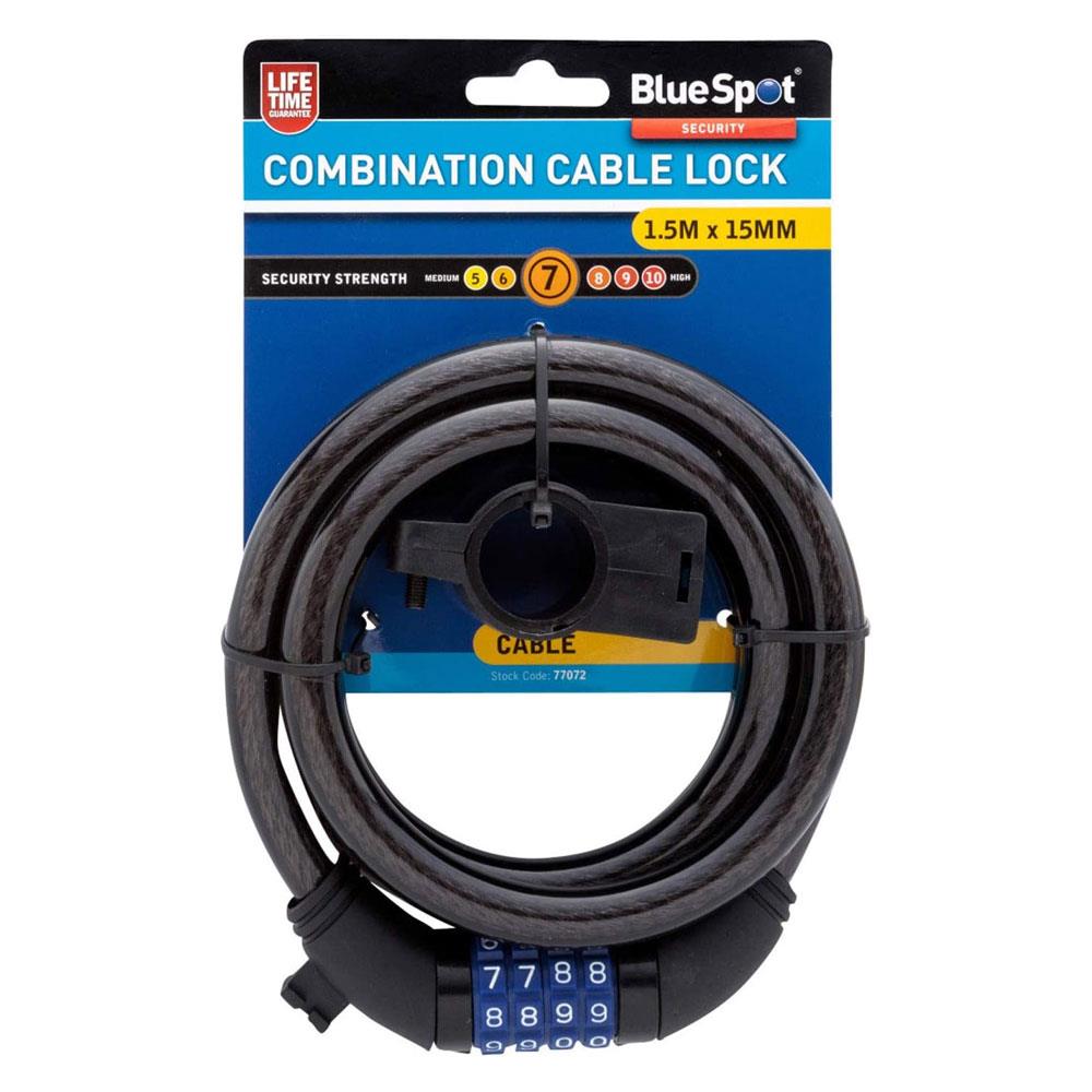Blue Spot Tools Combination Cable Lock 1.5m x 15mm - Black