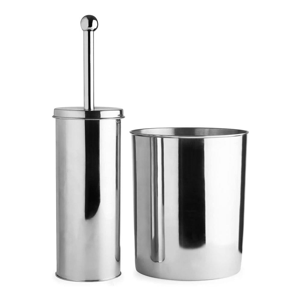 OurHouse Toilet Brush And Bin 2 Piece Set With Hand Guard And Holder - Chrome Main image