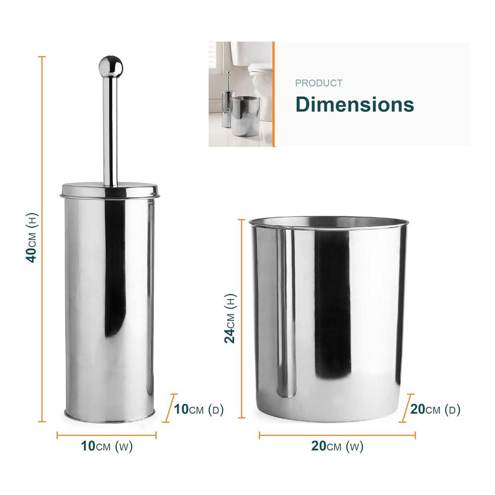 OurHouse Toilet Brush And Bin 2 Piece Set With Hand Guard And Holder - Chrome