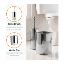 OurHouse Toilet Brush And Bin 2 Piece Set With Hand Guard And Holder - Chrome