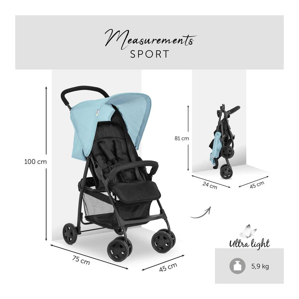 Hauck Sport Practical Everyday Pushchair With Raincover XL Storage Basket - Blue